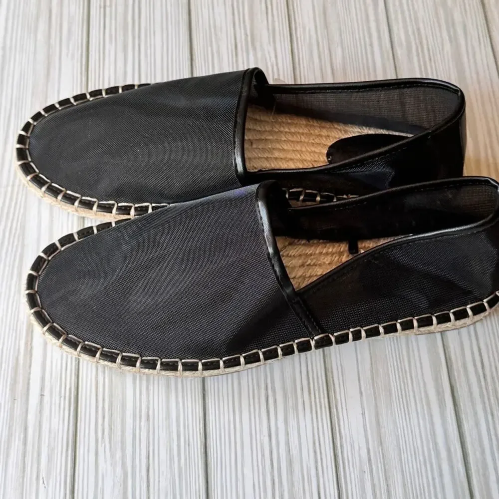 ZARA Women's Black Espadrille Low Heel  Slip-On Shoes Sz 39